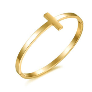 18K Gold Plated Cross Bracelet Made of Stainless Steel for Wholesale