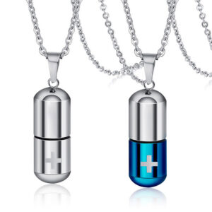 Stainless Steel Pill Pendant Necklace for Wholesale