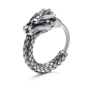Stainless Steel Dragon Head Men Hoop Earrings for Wholesale